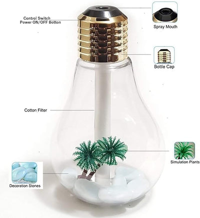 USB Portable Desktop Bulb Air Humidifier with On/Off 7 Color