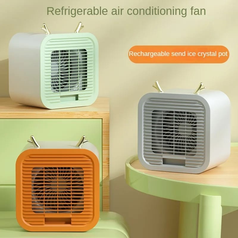 New Portable Desktop Air Conditioning Fan Three Gears Adjustable Strong Cold Air Fast Cooling USB Fan for Indoor Rechargeable